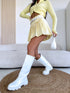 Corrugated shorts + belt GIFT "AMĒLIJA" - light yellow PRE-ORDER
